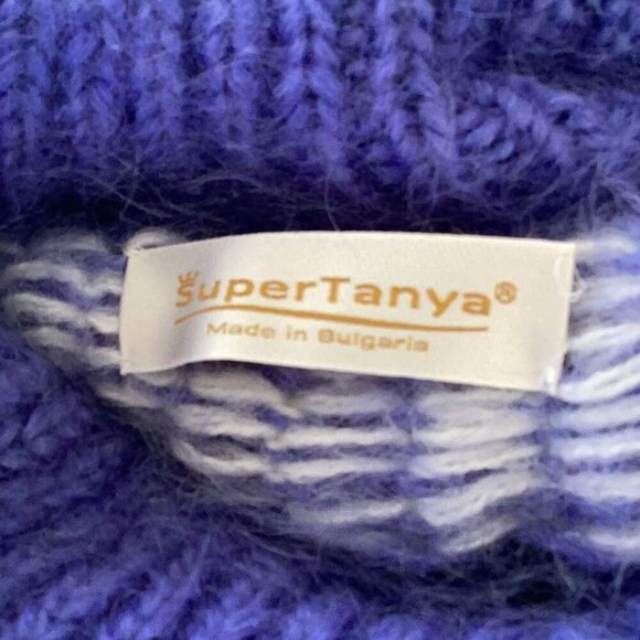 SuperTanya Mohair Icelandic Nordic Pullover Sweater Handmade Blue - Picture 6 of 12